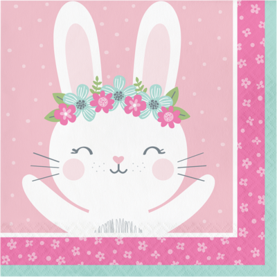 1st Birthday Bunny - Bohókás Nyuszi Szülinapi Kislányos Party Szalvéta - 33 cm x 33 cm, 16 db-os
