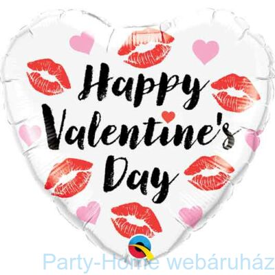 18 inch-es Happy Valentine's Day Kissey Lips Szív Fólia Lufi Valentinnapra