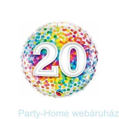 18 Inch-Es 20 Rainbow Confetti Szülinapi Fólia Lufi