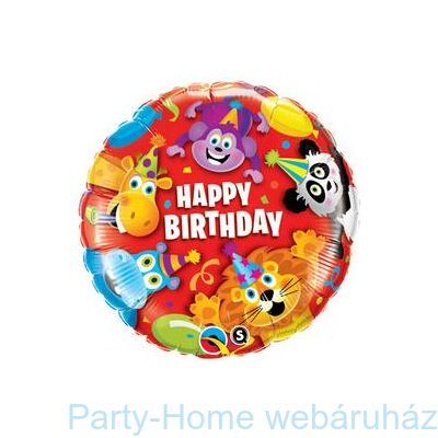 18 inch-es Birthday Party Animals Szülinapi Fólia Lufi