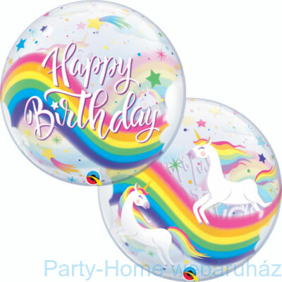 22 inch-es Birthday Rainbow Unicorn Szülinapi Bubble Lufi