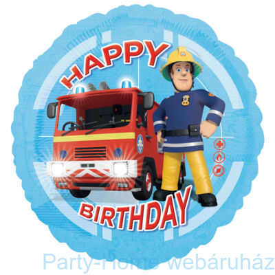  17 inch-es Fireman Sam Happy Birthday Fólia Lufi