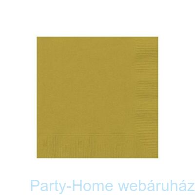 Gold - Arany Papír Parti Szalvéta - 25 cm x 25 cm, 20 db-os