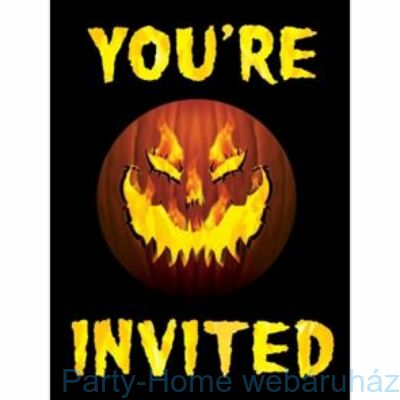 Rémisztő Lángoló Tökös Meghívó Halloweenra 8db