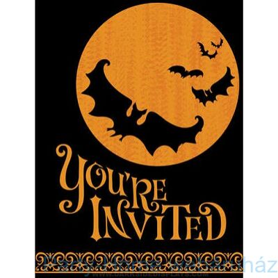Moon &amp; Bat Meghívó Halloweenra 8db