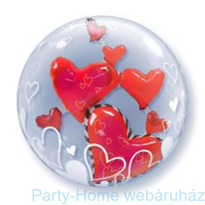 Lovely Floating Hearts Szerelmes Double Bubble Lufi