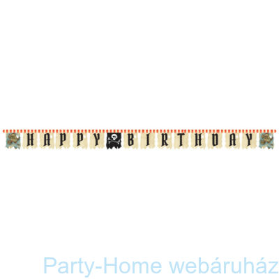 Pirates Party - Kalóz Mintás Happy Birthday Banner - 2,6 m