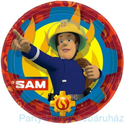 Fireman Sam - Tűzoltó Parti Tányér - 23 cm, 8 db-os