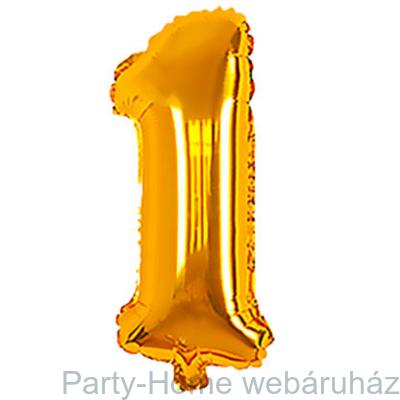 Gold - Arany Szám 1-es Fólia lufi, levegős 33 cm-es