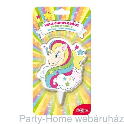 Szivárvány Unikornis 2D Gyertya Golden Unikornis Party Egyszarvú Led es Lámpa Falmatrica | Party Kellékek Webshop