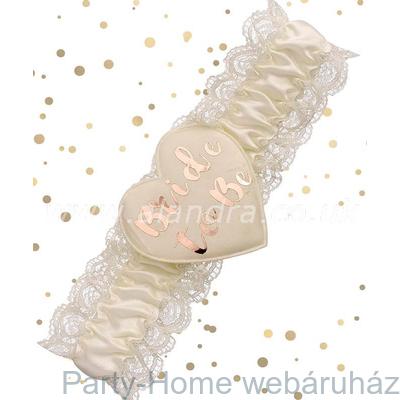 Krémszínű Harisnyakötő Rosegold Bride to Be Felirattal