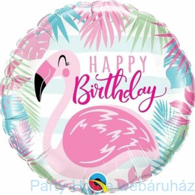 18 inch-es Birthday Pink Flamingó Fólia Lufi