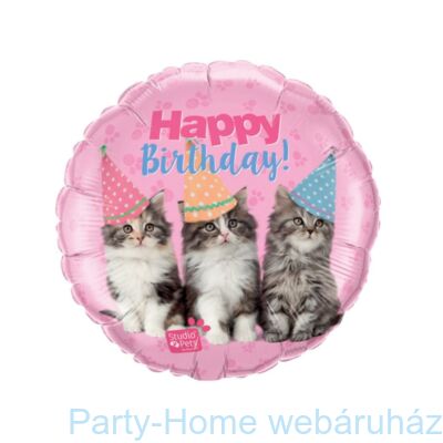 18 inch-es Studio Pets - Birthday Kittens Szülinapi Fólia Lufi