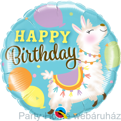 18 inch-es Lama Happy Birthday - Láma Szülinapi Fólia Lufi