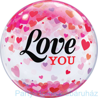 22 inch-es Love You Confetti Hearts Szerelmes Bubble Lufi 