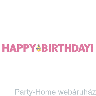 Flamingó &amp; Ananász Party Happy Birthday Girland - 3 m