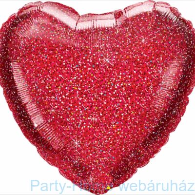 18 inch-es Glittergraphic Red Szív Fólia Lufi
