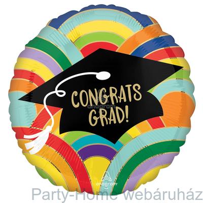 17 inch-es Congrats Grad Rainbow Ballagási fólia lufi