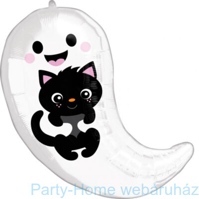 Szellem Fekete Cicával - Ghost &amp; Kitty Cuties Fólia Fólia Lufi