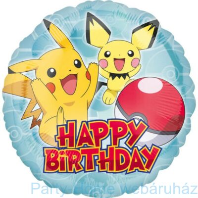 17 inch-es Pokémonok Happy Birthday Fólia Lufi