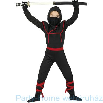 Fekete-Piros Ninja Jelmez Gyerek 5 - 6 éveseknek