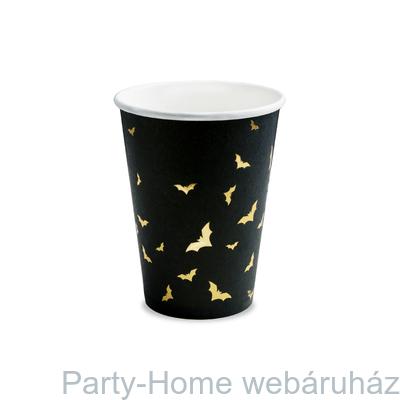 Arany - Fekete Denevéres Papír Pohár - 220 ml, 6 db-os