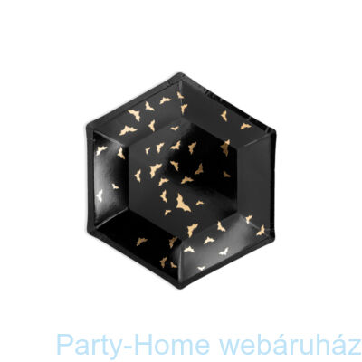Halloween Hexagon Alakú Parti Tányér - 23 cm, 8 db-os